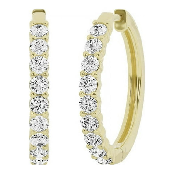 Unique Moments 2 ct Lab Grown Diamond Hoop Earrings for Women 14K Yellow Gold