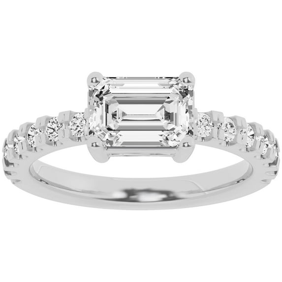 Unique Moments 2 ct Lab Grown Emerald Cut Diamond Engagement Solitaire Ring 10K White Gold