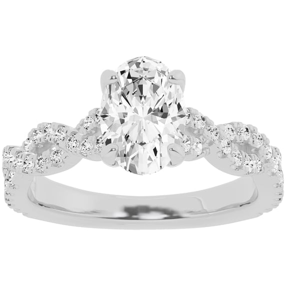 Unique Moments 2 ct Lab Grown Oval Diamond Infinity Solitaire Engagement Ring 10K White Gold