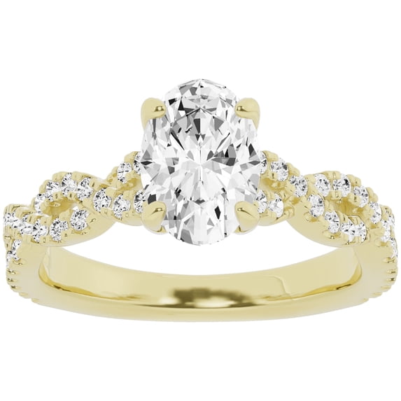 Unique Moments 2 ct Lab Grown Oval Diamond Infinity Solitaire Engagement Ring 10K Yellow Gold