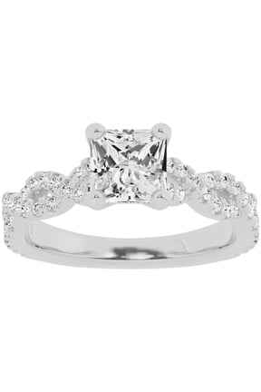 Unique Moments 2 ct Lab Grown Princess Diamond Infinity Solitaire Engagement Ring 10K White Gold