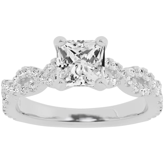 Unique Moments 2 ct Lab Grown Princess Diamond Infinity Solitaire Engagement Ring 10K White Gold