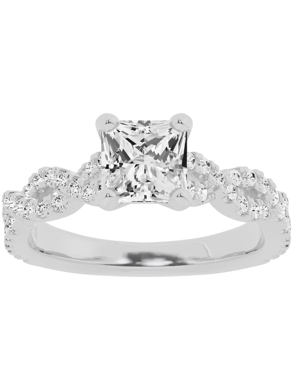 Unique Moments 2 ct Lab Grown Princess Diamond Infinity Solitaire Engagement Ring 10K White Gold
