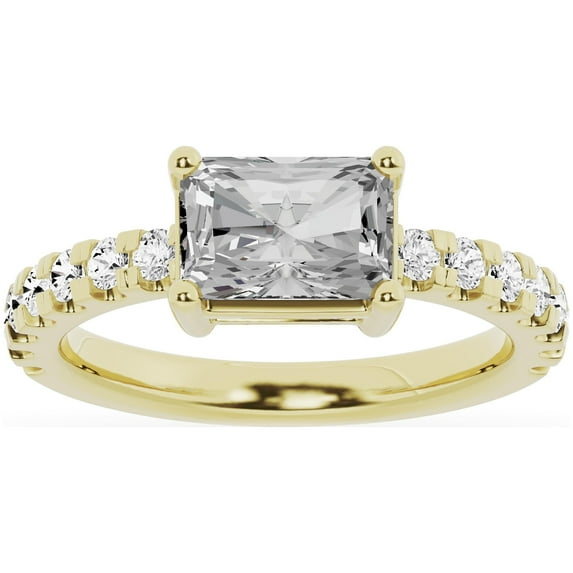 Unique Moments 2 ct Lab Grown Radiant Cut Diamond Engagement Solitaire Ring 10K Yellow Gold