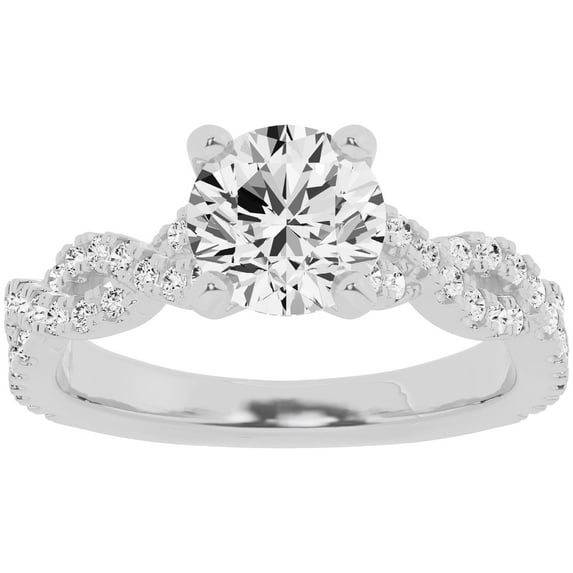 Unique Moments 2ct Lab Grown Diamond Infinity Solitaire Engagement Ring 10K White Gold