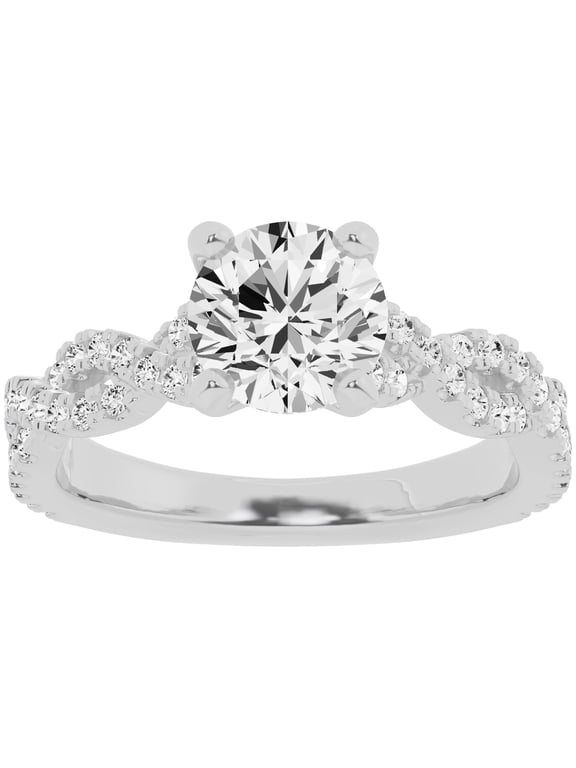 Unique Moments 2ct Lab Grown Diamond Infinity Solitaire Engagement Ring 10K White Gold