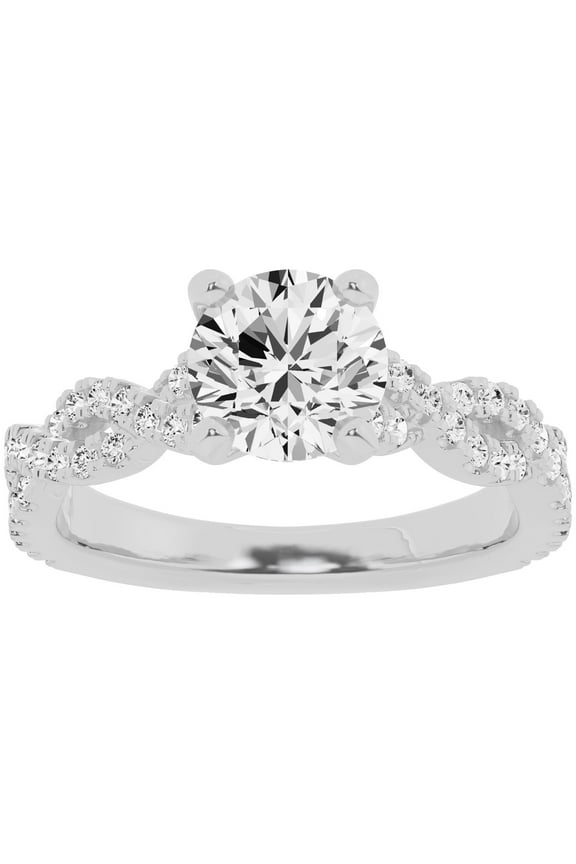 Unique Moments 2ct Lab Grown Diamond Infinity Solitaire Engagement Ring 10K White Gold