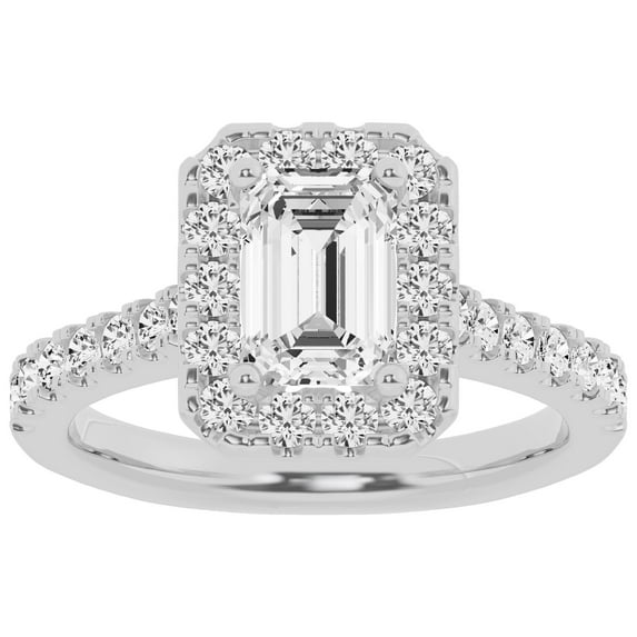 Unique Moments 2ct Lab Grown Halo Radiant Shape Diamond Engagement Ring 10K White Gold