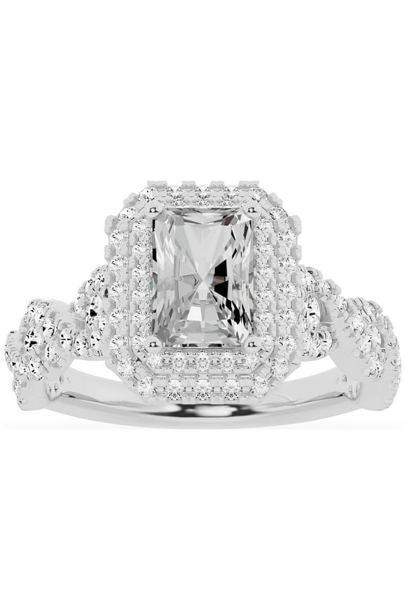 Unique Moments 2ct Lab Grown Radiant Cut Diamond Engagement Ring 10K White Gold