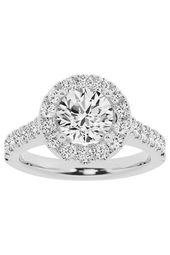 Unique Moments 2Ctw Lab Grown Round Solitaire Halo Diamond Engagement Ring 10K White Gold