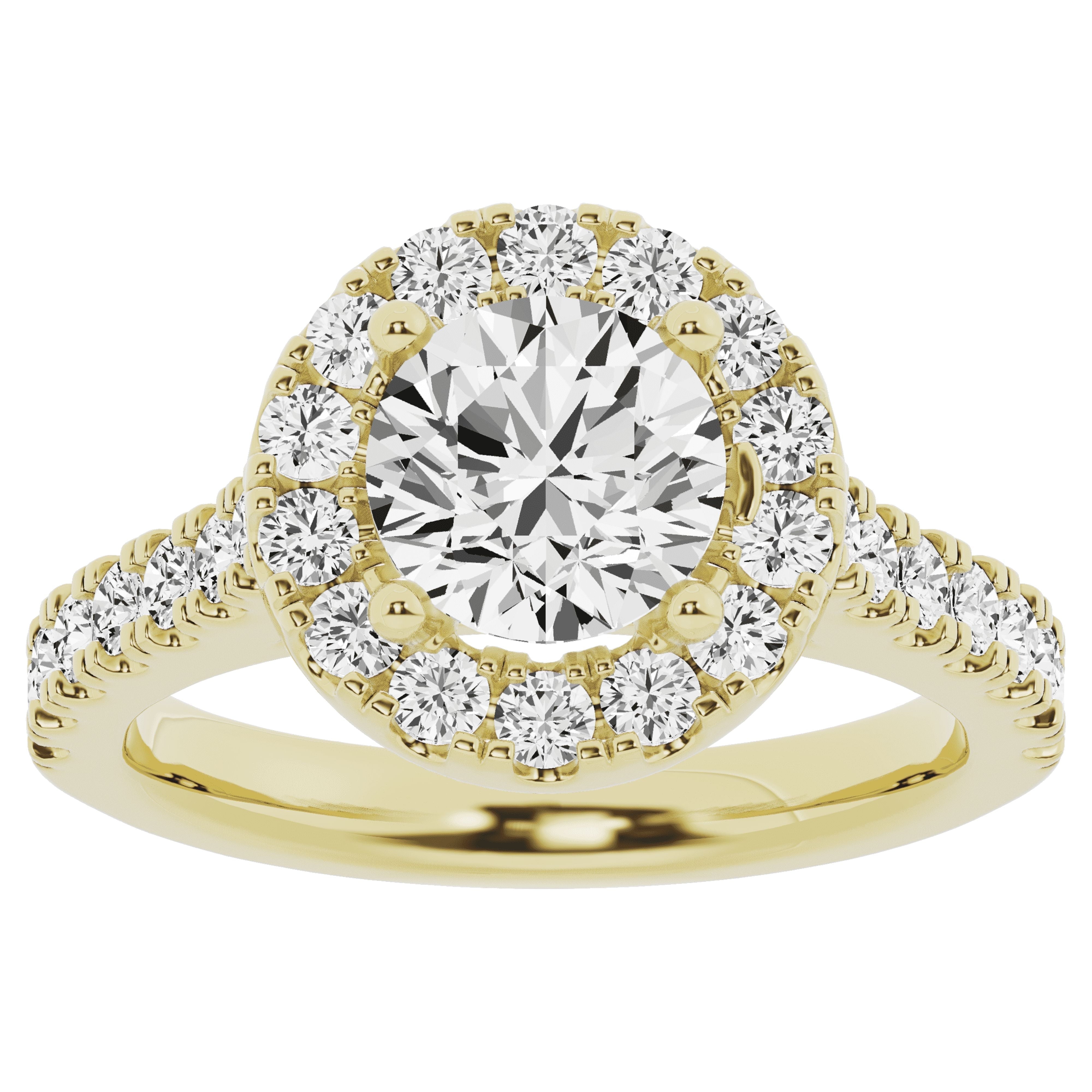 Unique Moments 2ct Lab Grown Round Solitaire Halo Diamond Engagement ...