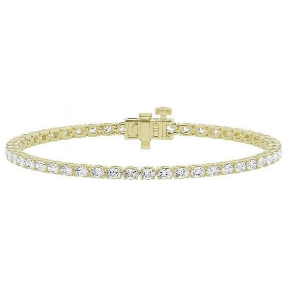 Unique Moments 3 Carat Lab Grown Oval Diamond Tennis Bracelet 14K Yellow Gold