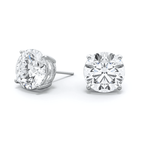 Unique Moments 3 Carat Round Lab Grown Diamond Stud Earrings in 14K White Gold for Women