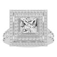 thumbnail image 1 of Unique Moments 3 Ct Lab Grown Split Shank Princess Halo Diamond Engagement Ring 10K White Gold, 1 of 7