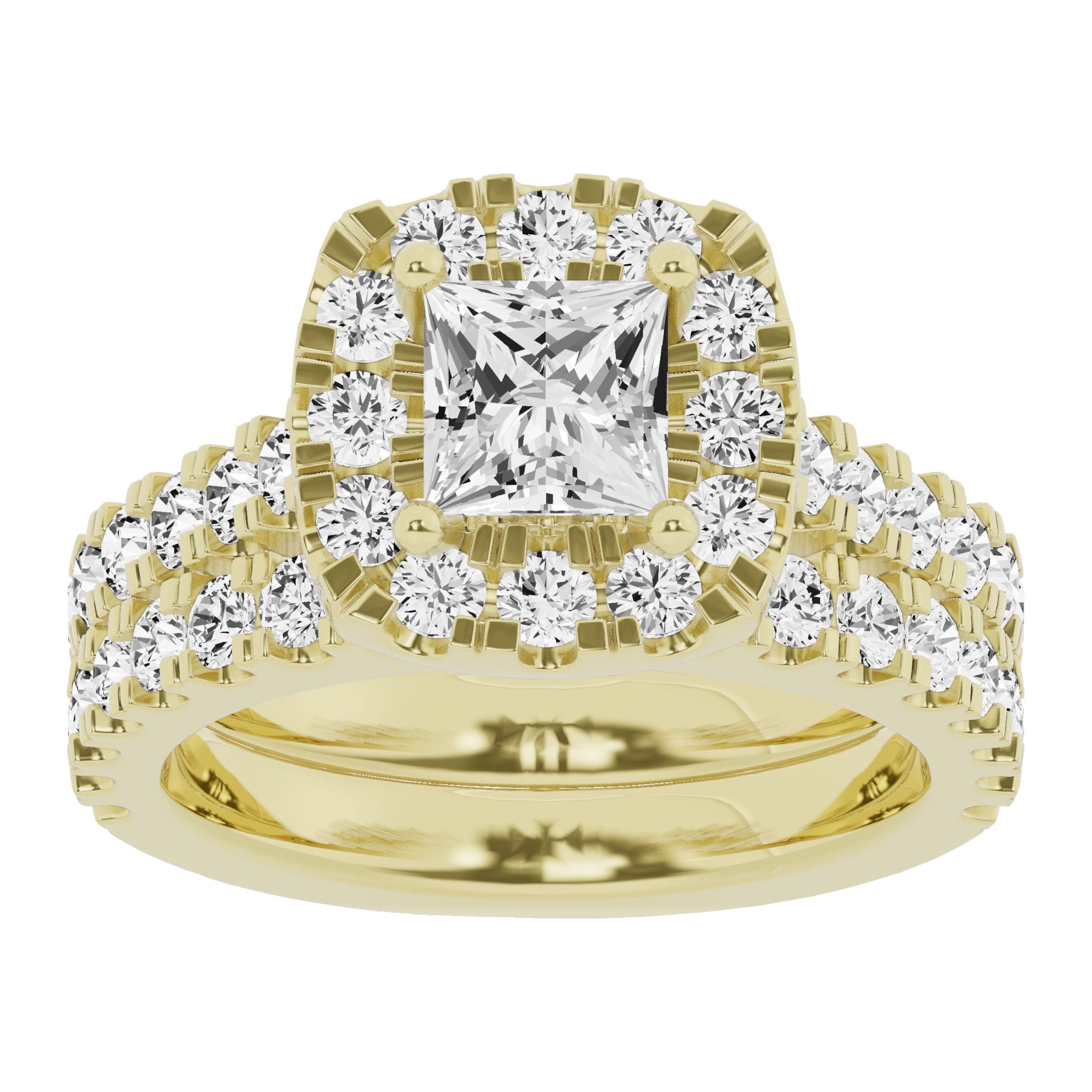 Unique Moments 3 Ctw Lab Grown Princess Halo Diamond Engagement ...