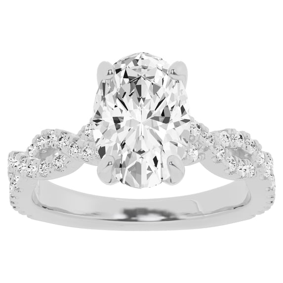 Unique Moments 3 ct Lab Grown Oval Diamond Infinity Solitaire Engagement Ring 14K White Gold