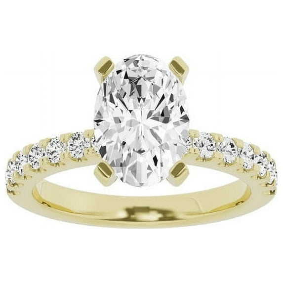 Unique Moments 3 cttw Lab Grown Oval Cut Diamond Engagement Solitaire Ring 14K Yellow Gold