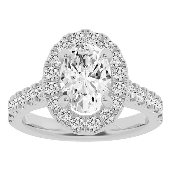 Unique Moments 3ct Lab Grown Diamond Halo Oval Engagement Ring 10K White Gold