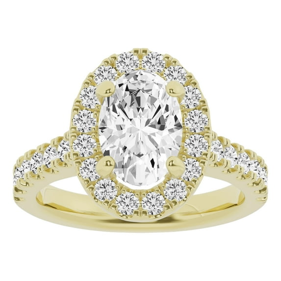 Unique Moments 3ct Lab Grown Diamond Halo Oval Engagement Ring 10K Yellow Gold