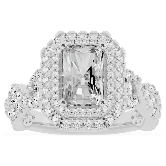 Unique Moments 3ct Lab Grown Radiant Cut Diamond Engagement Ring 10K White Gold