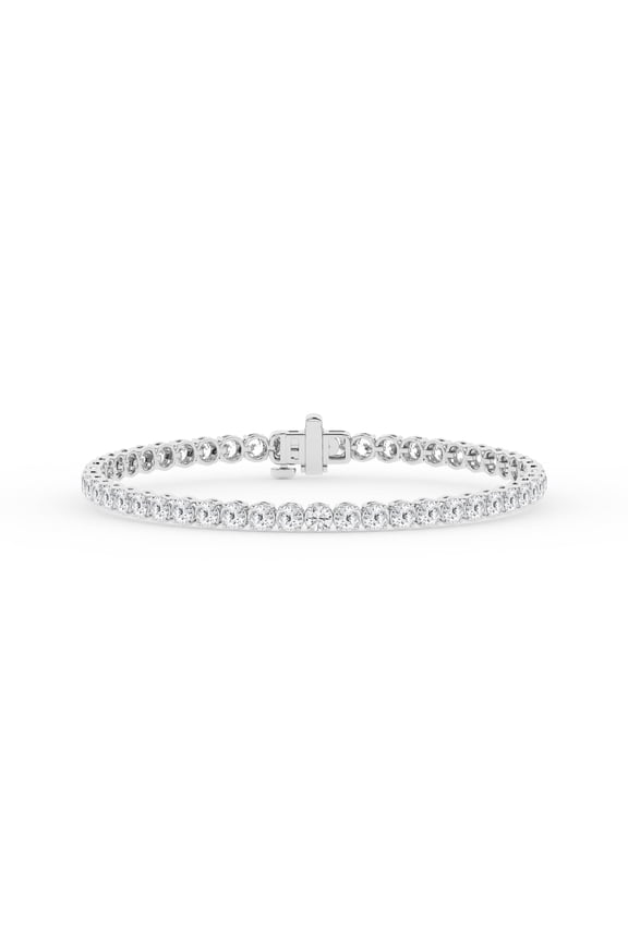 Unique Moments 5 Cttw Round Lab Grown Diamond Tennis Bracelet for Women , Sterling Silver, G-SI, 7 "