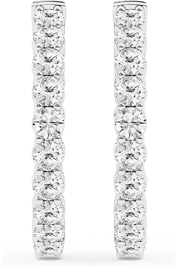 Unique Moments 5.00 Carat Round Lab Grown Inside Out Diamond Hoop Earrings for Women in Sterling Silver (G, SI)
