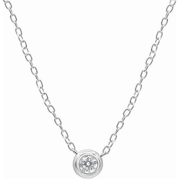 Unique Moments 925 Sterling Silver 0.1 Ct Lab-grown Round Diamond Pendant Chain Necklace for Women