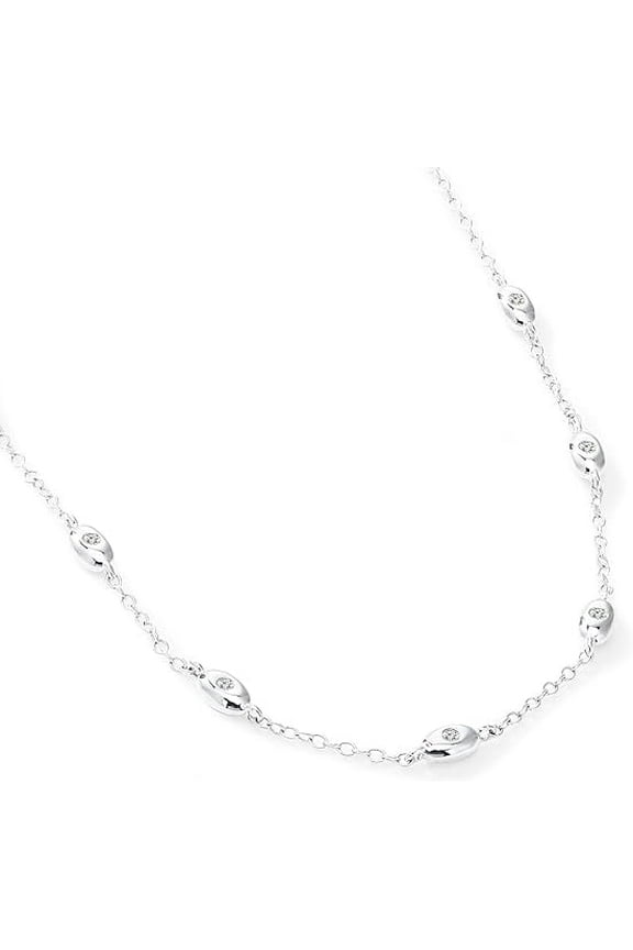 Unique Moments 925 Sterling Silver Adjustable 16 Inch 1/8ctw Lab Grown Diamond Necklace for Women/Men