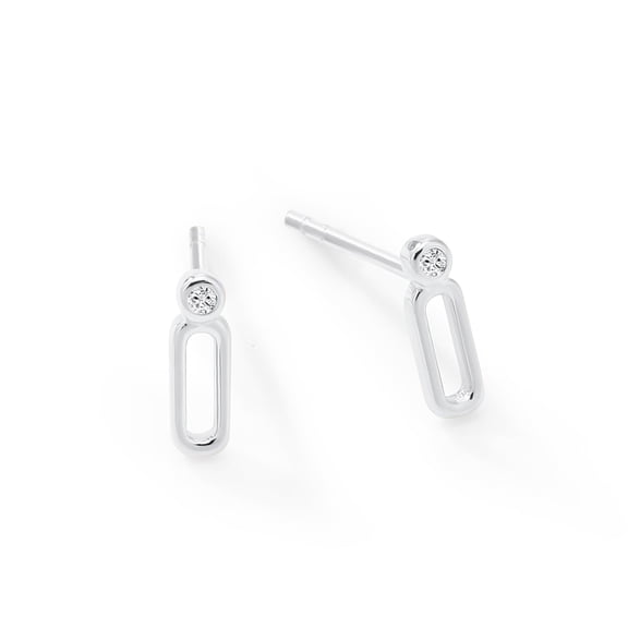 Unique Moments Beacon Stud Earrings with Lab Grown Diamond Accents | Sterling Silver Jewelry | Gift for Women Men