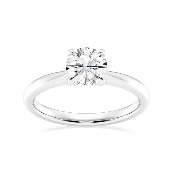 Unique Moments IGI Certified 1 Carat Round Solitaire Lab Grown Diamond Engagement Ring 14K White Gold (F-G,VS2)
