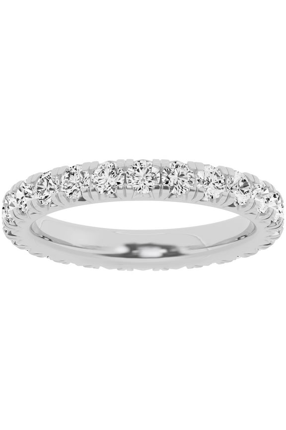 Unique Moments Lab Grown 1.50 Carat Diamond Eternity Wedding Ring 10K White Gold Womens Band