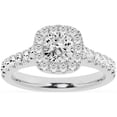 thumbnail image 1 of Unique Moments Lab Grown 1.50 ct Cushion Halo Diamond Engagement Ring 14K White Gold, 1 of 6