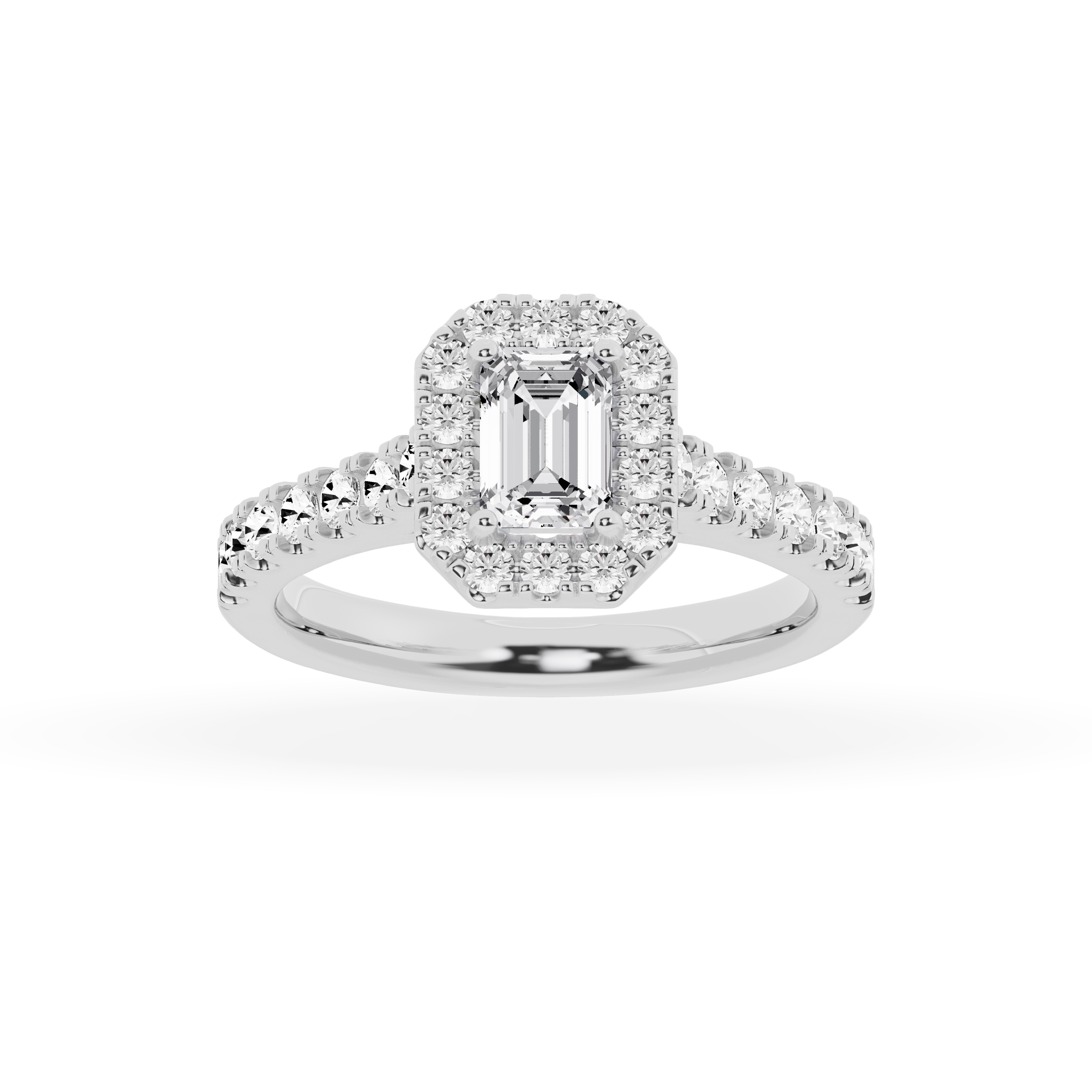 Unique Moments Lab Grown 1.50 ct Diamond Engagement Ring Emerald Halo Vintage Solitaire 10K