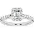 thumbnail image 1 of Unique Moments Lab Grown 1 ct Diamond Engagement Ring Emerald Halo Vintage Solitaire 10K White Gold, 1 of 6