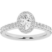UNIQUE DESIGNS INC. Unique Moments Lab Grown 1 ct Diamond Engagement Ring Oval Halo Vintage Solitaire 10K White Gold