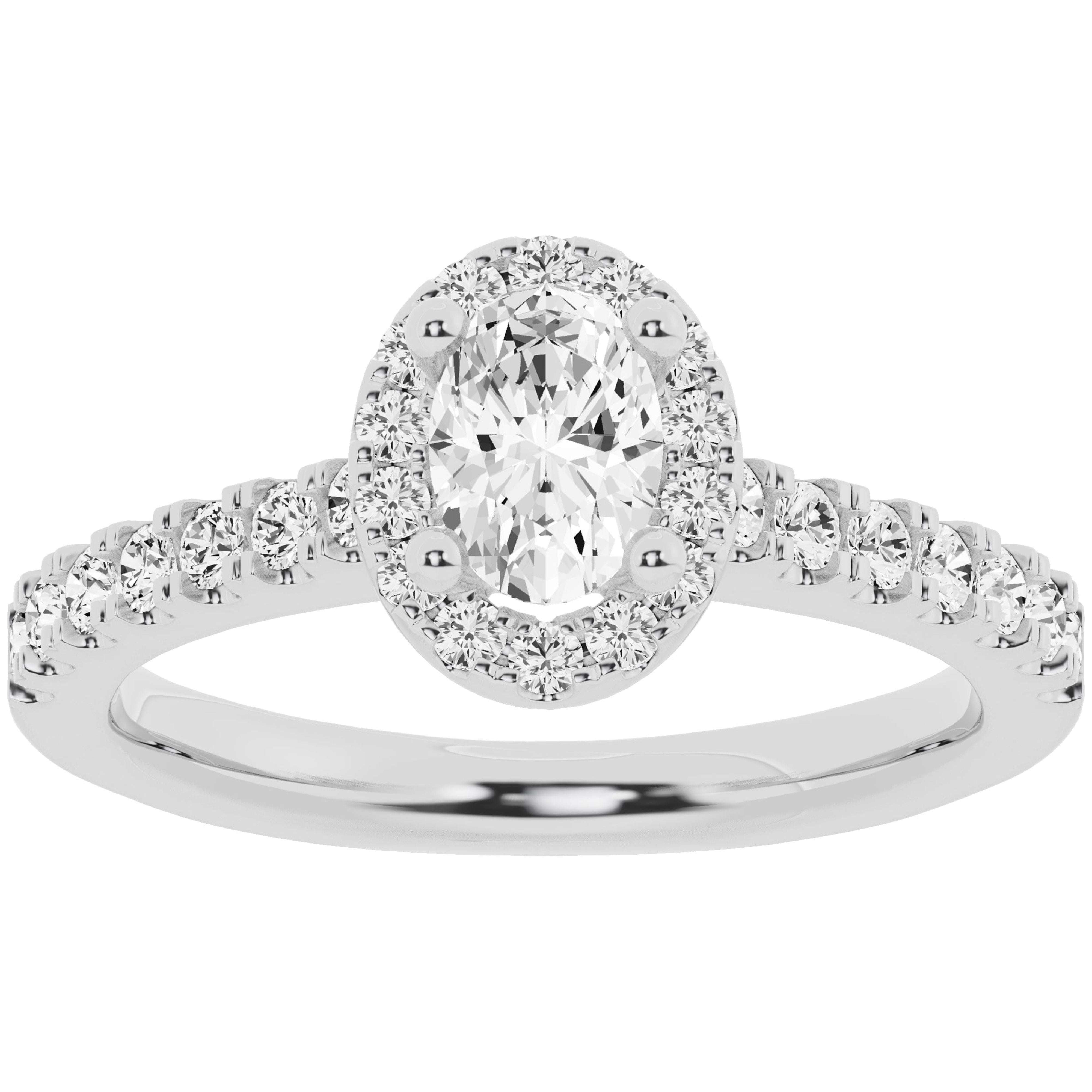 Unique Moments Lab Grown 1 ct Diamond Engagement Ring Oval Halo Vintage Solitaire 10K White Gold