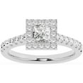 thumbnail image 1 of Unique Moments Lab Grown 1 ct Diamond Engagement Ring Princess Halo Vintage Solitaire 10K White Gold, 1 of 6