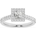 thumbnail image 1 of Unique Moments Lab Grown 1 ct Diamond Engagement Ring Princess Halo Vintage Solitaire 14K White Gold, 1 of 6