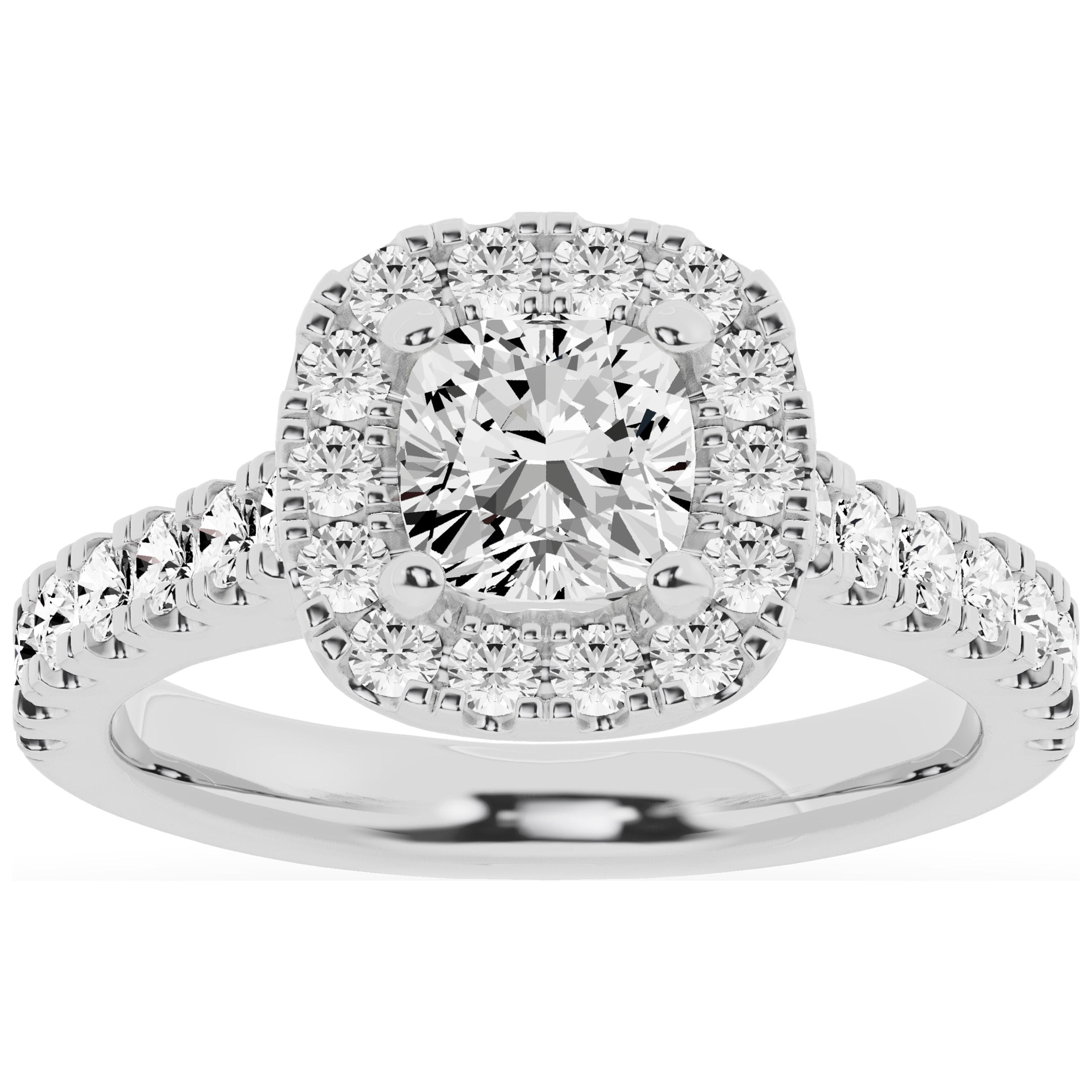 Unique Moments Lab Grown 2.00 ct Cushion Halo Diamond Engagement Ring ...