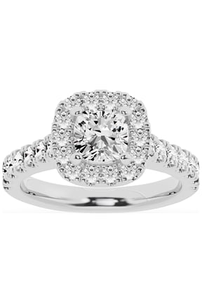 Unique Moments Lab Grown 2.00 ct Cushion Halo Diamond Engagement Ring 10K White Gold