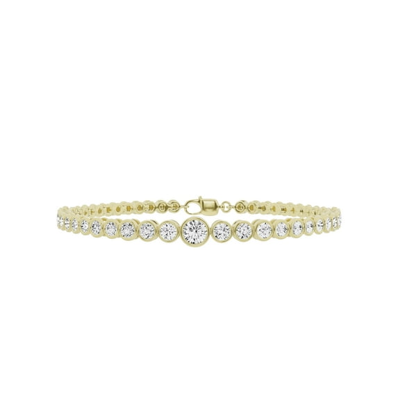 Unique Moments Lab Grown 2.50 ct Bezel Set Round Diamond Bracelet for Women 10K Yellow Gold