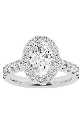 Unique Moments Lab Grown 2.50 ct Diamond Engagement Ring Oval Halo Solitaire 10K White Gold