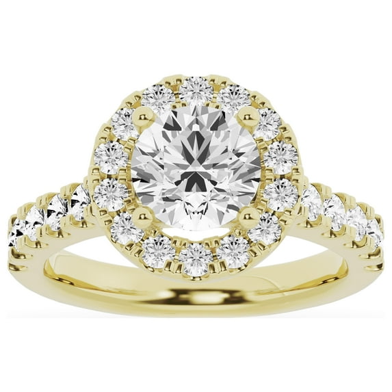 Unique Moments Lab Grown 2.50 ct Diamond Engagement Ring Round Halo Solitaire 14K Yellow Gold