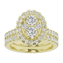 Unique Moments Lab Grown 2 Carat Diamond Oval Bridal Set, Engagement Ring for Women 14K Yellow Gold
