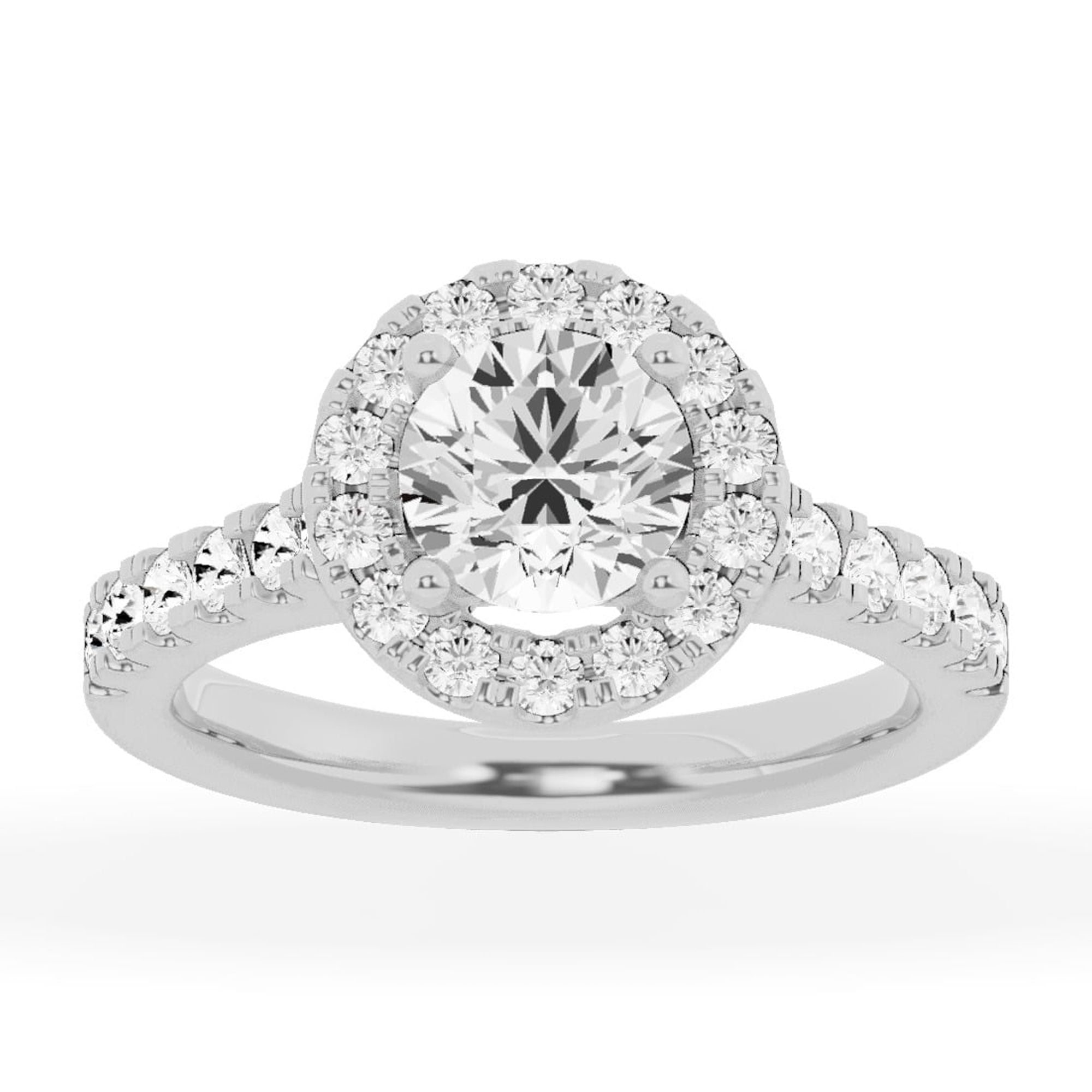 F/VS 2 Carat Lab Created Diamond Engagement Ring - 14K White Gold, 5/8ct Center With 94 Diamonds, Gift Box Included - View #10