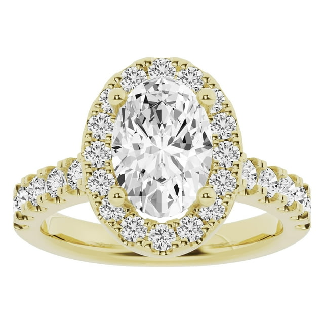 Unique Moments Lab Grown 3 ct Diamond Engagement Ring Oval Halo Vintage Solitaire 10K Yellow