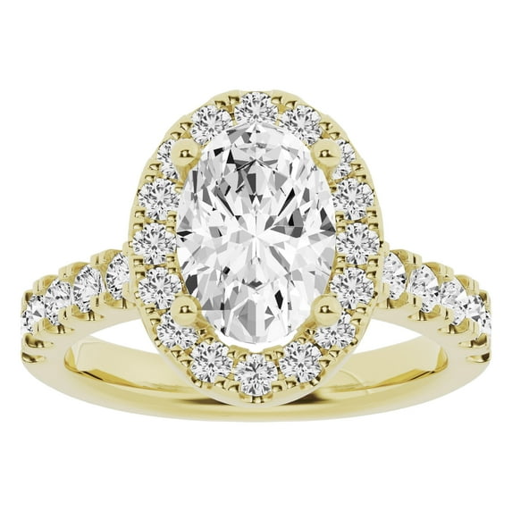 Unique Moments Lab Grown 3 ct Diamond Engagement Ring Oval Halo Vintage Solitaire 14K Yellow Gold