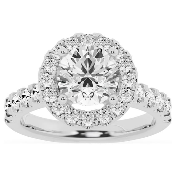 Unique Moments Lab Grown 3 ct Diamond Engagement Ring Round Halo Vintage Solitaire 14K White Gold