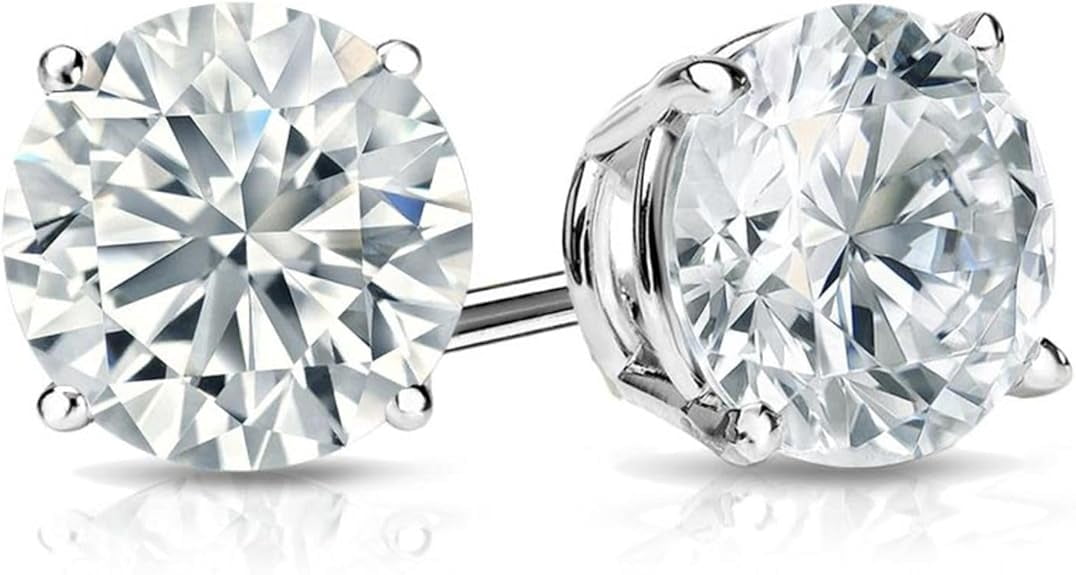 Unique Moments Lab Grown Round Cut Diamond 4 Ctw Stud Earrings in 14K White Gold, Jewelry for Women