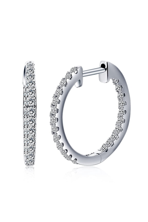Unique Moments Sterling Silver 1 Ct Round Cut Lab Grown Diamond Hoop Earrings for Women